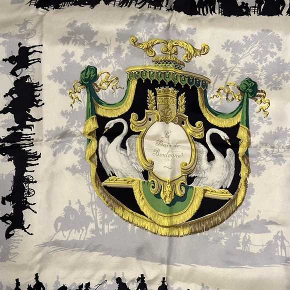 HERMES PARIS VINTAGE SILK SCARF LE BOIS DE BOULOGNE 1957 - Picture 5 of 6